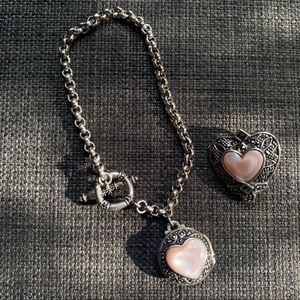 Sterling, medium weight Marcasite and pink mother of pearl set! Like new!